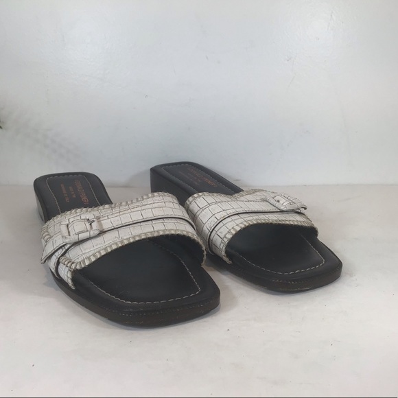 DONALD J PLINER MADE IN ITALY LEATHER CROC EMBOSSED SANDALS SZ 9 - Picture 5 of 14